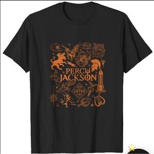 Disney Percy Jackson Doodle shirt. GRAY & ORANGE